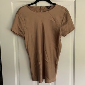 Satin Crew Neck Short Sleeve Shirt